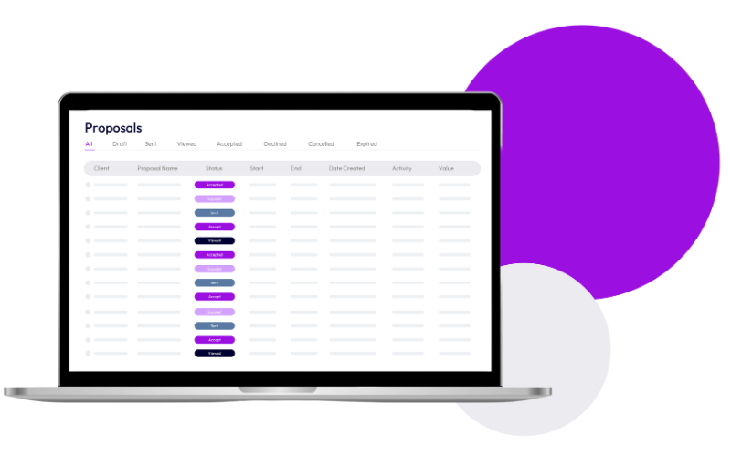Proposal overview list in KickStart with every proposal stage
